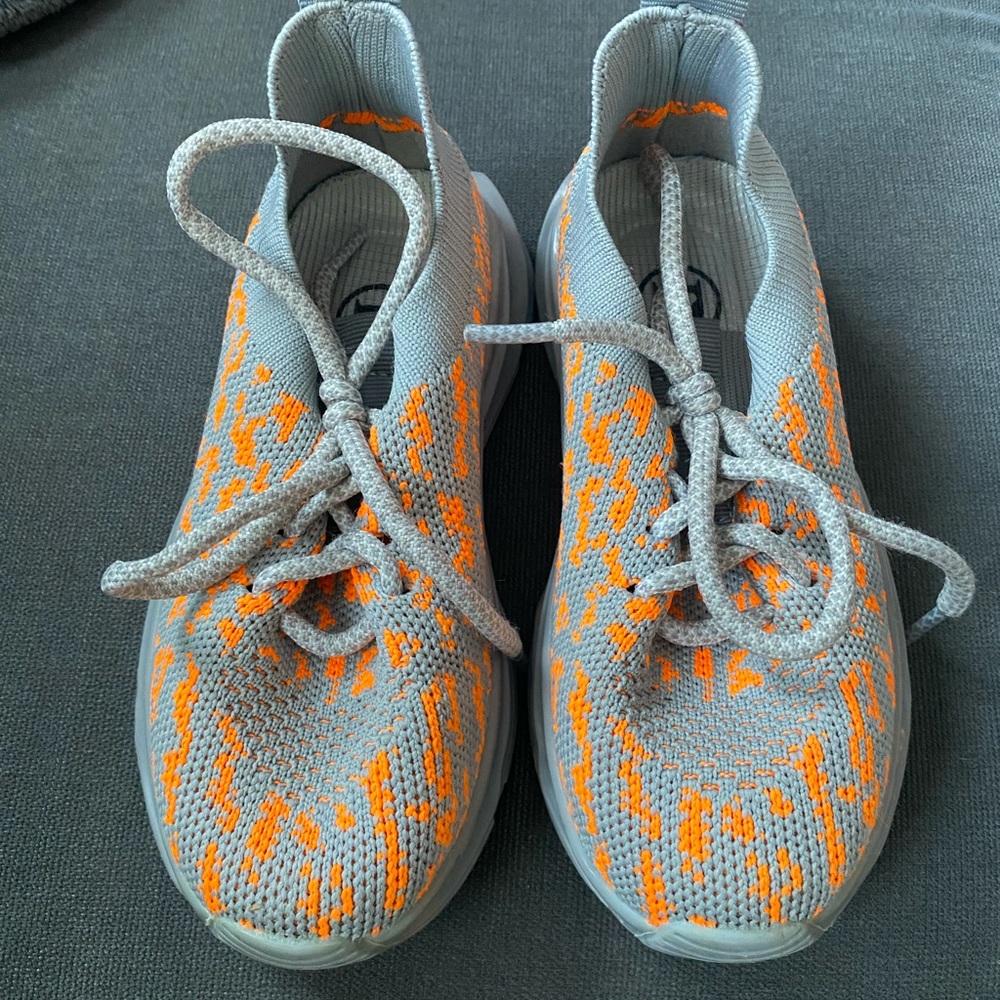 Kids Gray and Orange Sneakers